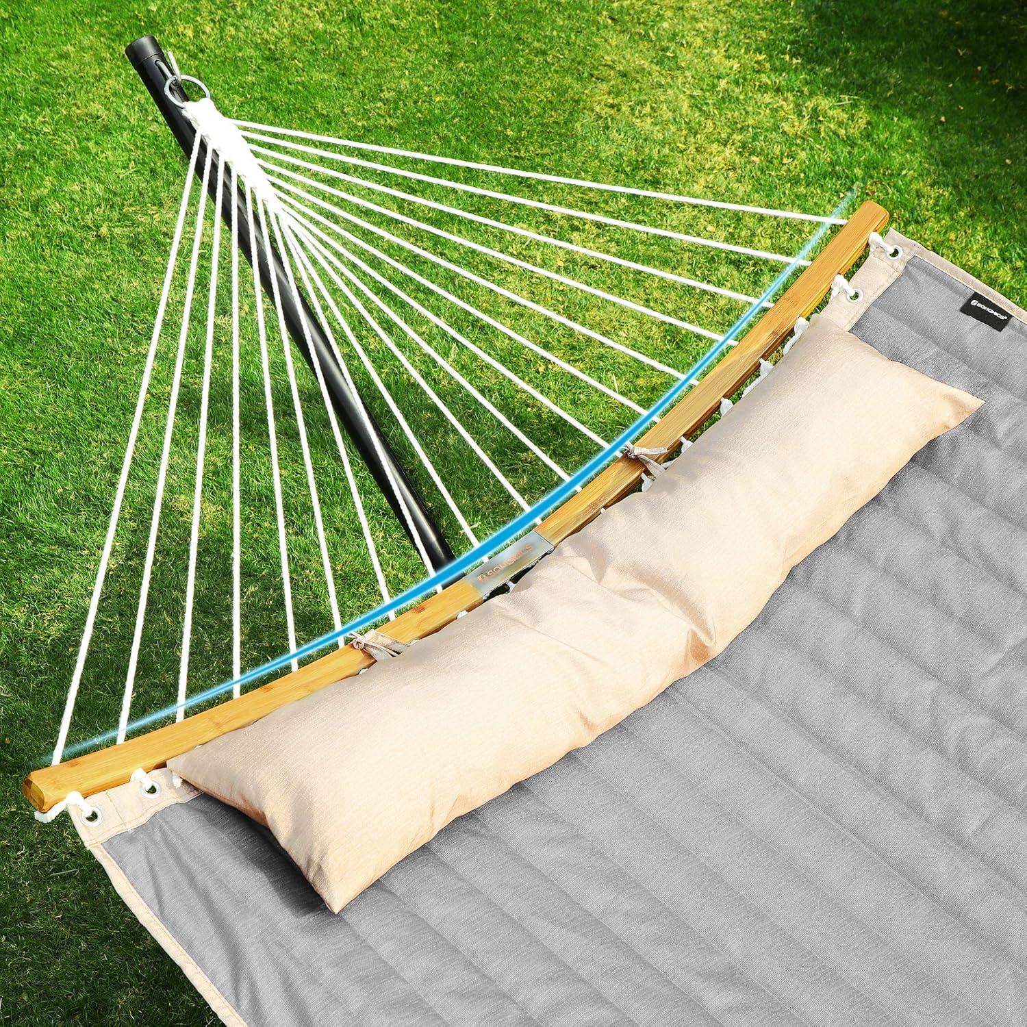 imageSONGMICS Hammock Blue and Beige Rhombus UGDC034I02Gray Beige