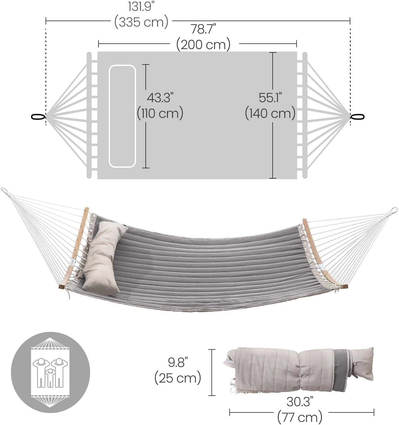 imageSONGMICS Hammock Blue and Beige Rhombus UGDC034I02Gray Beige
