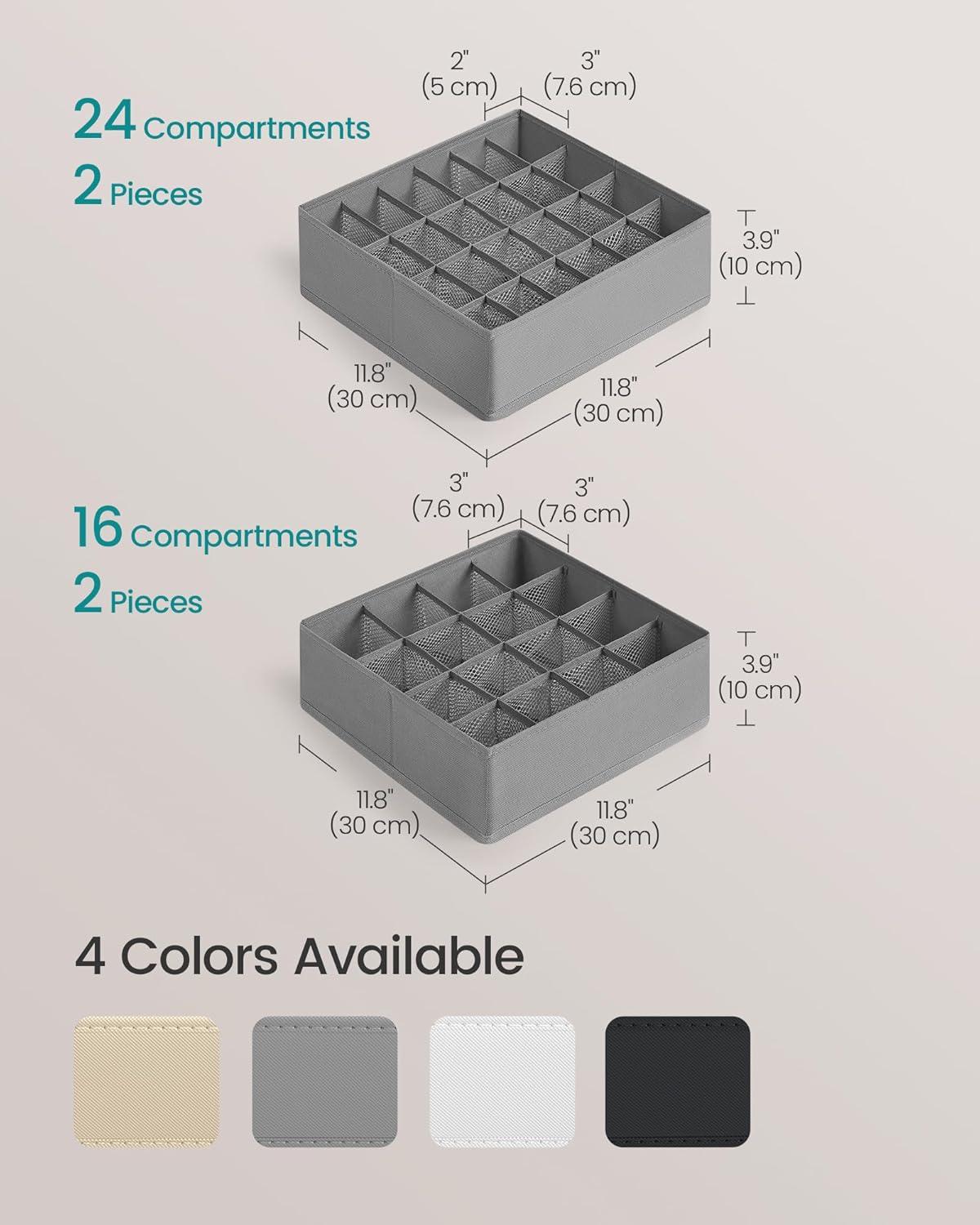 imageSONGMICS 6 Pack Drawer Organizers 120 Cells 3x163x24 Foldable Dividers 118 x 118 x 39 Inches for Socks Underwear Ties Belts Dove Gray URUS011G02Dove Gray