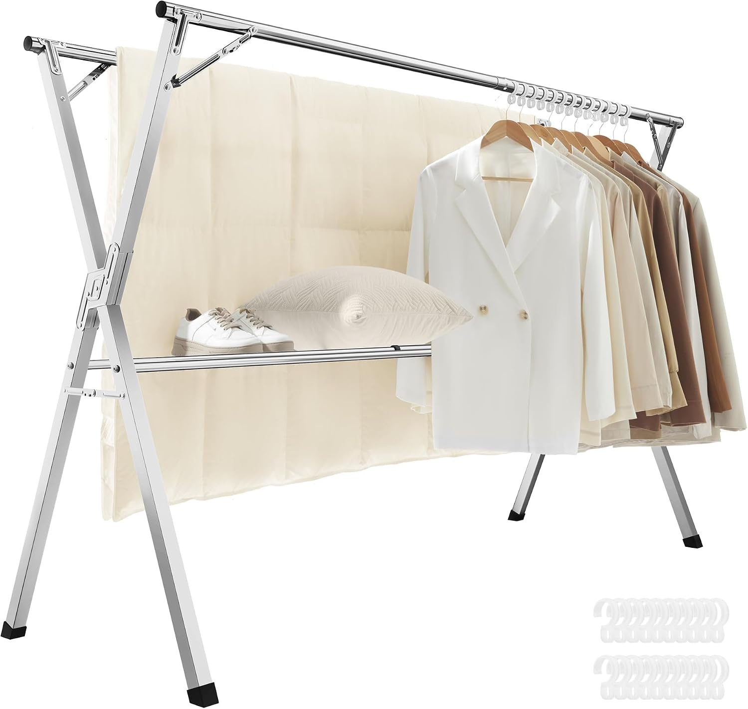 image:imageSONGMICS Clothes Drying Rack HeavyDuty 524791 Inches Extendable524787W