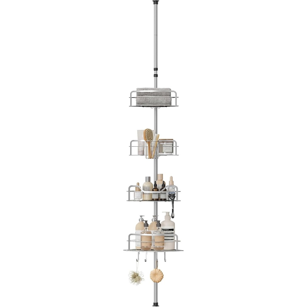 image:imageSONGMICS 4Tier Corner Shower Caddy Tension Pole for BathroomDove Gray