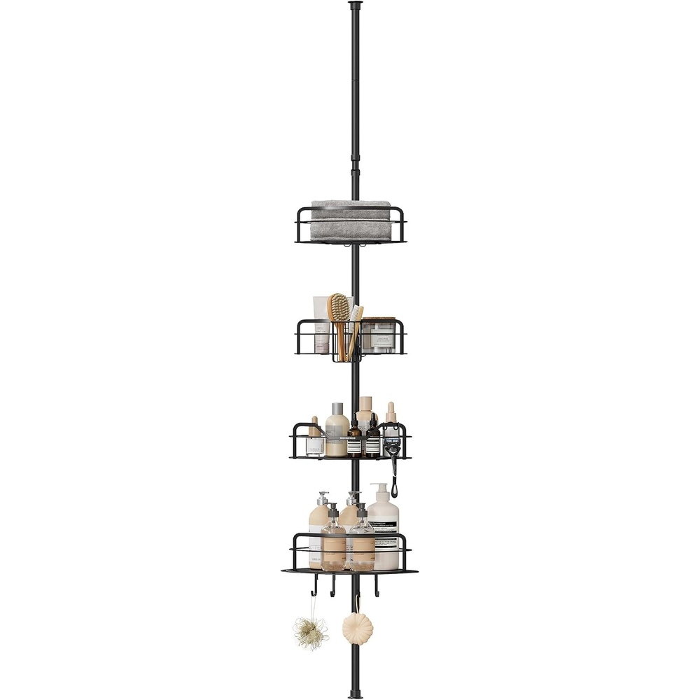 image:imageSONGMICS 4Tier Corner Shower Caddy Tension Pole for BathroomInk Black