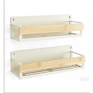 SONGMICS Spice Rack Wall Mounted 2 Pack,Space-Saving Spice Organizer for Spice Jars and Seasonings, White UKCS602W101