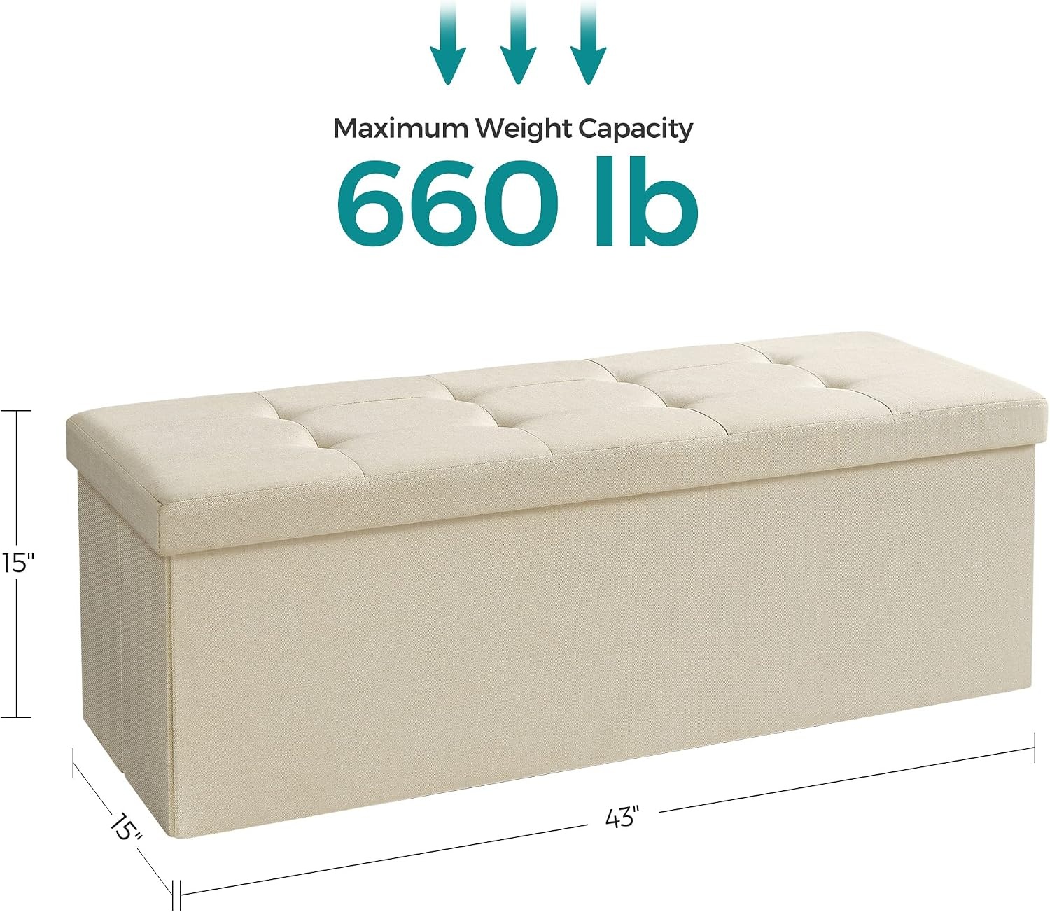 image:imageSONGMICS Tufted Folding Storage Ottoman Bench Set of 2 433 InchesBeige