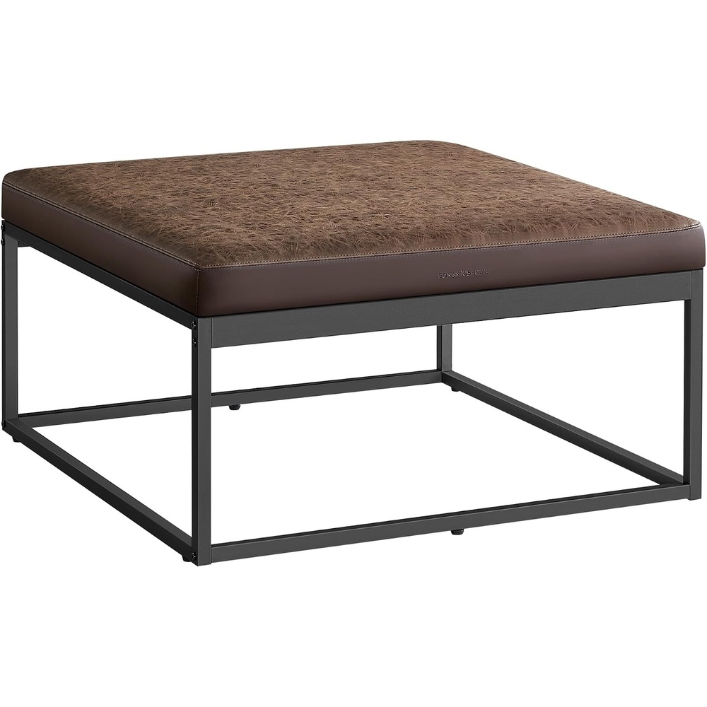 image:imageSONGMICS HOME Foldable Foot Rest Stool Storage Ottoman Tufted Design PU Leather for Entryway Living Room 302 Inches BrownWalnut Brown