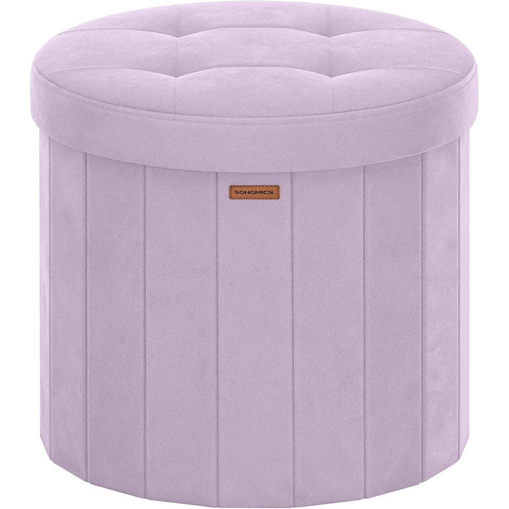image:imageSONGMICS Storage Ottoman Round PU Vanity Stool 185 x 185 x 177 InchPurple