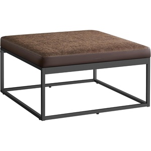 SONGMICS HOME Foldable Foot Rest Stool, Storage Ottoman, Tufted Design, PU Leather, for Entryway, Living Room, 30.2 Inches, Brown(Walnut Brown)