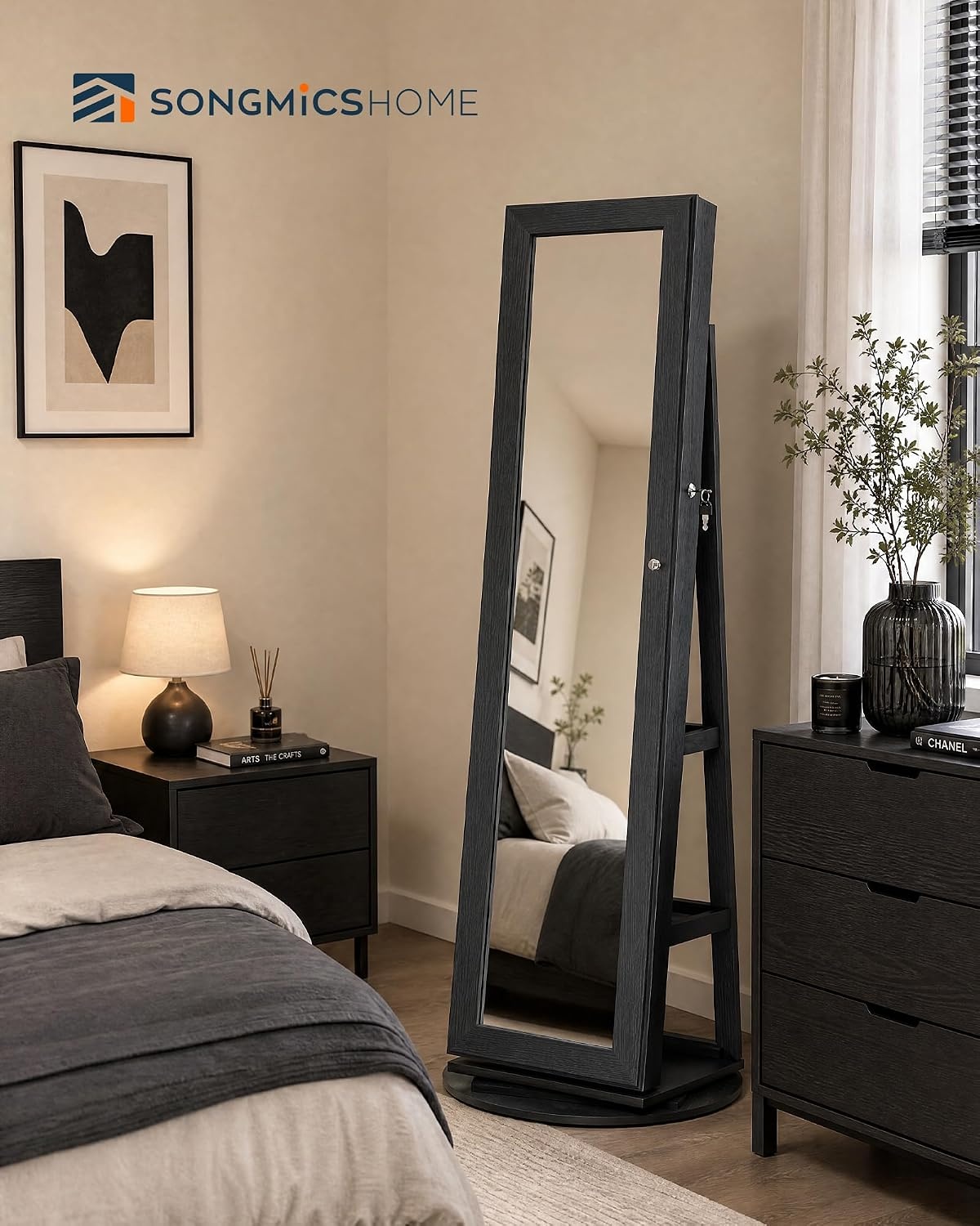 image:imageSONGMICS HOME LED Standing Jewelry Armoire Vanity Mirror with StorageBlack