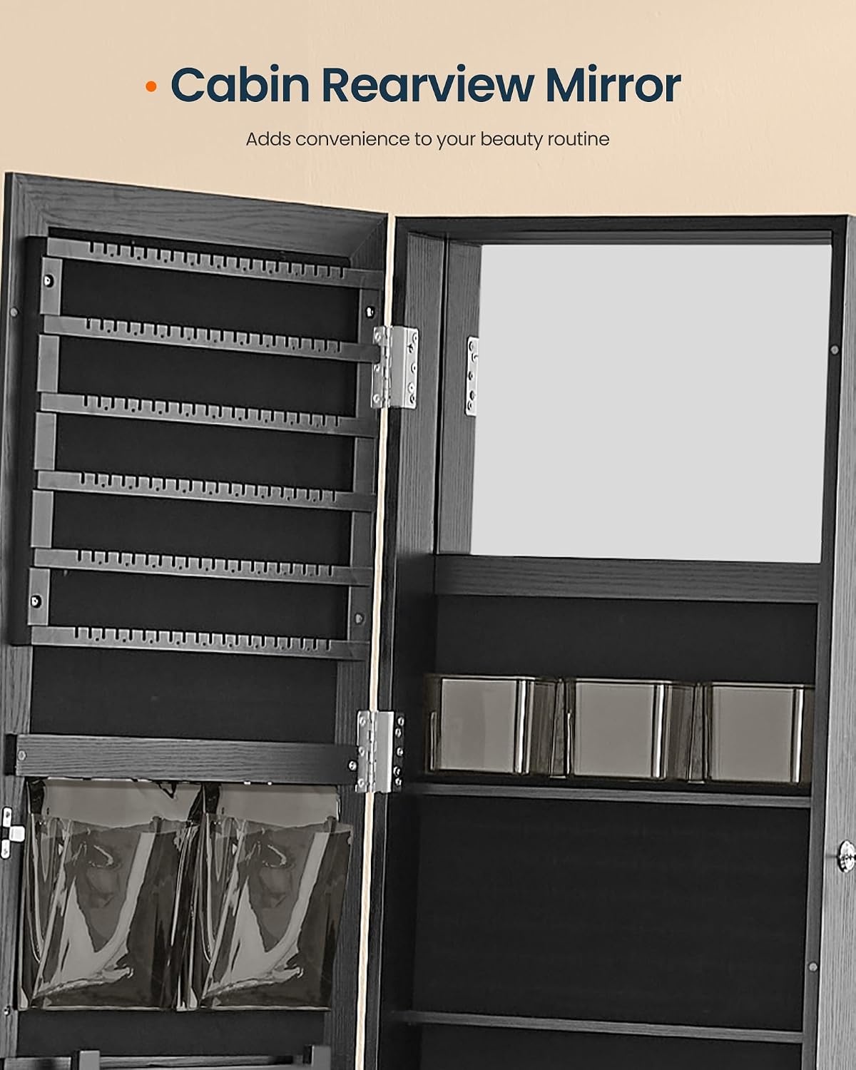 image:imageSONGMICS HOME LED Standing Jewelry Armoire Vanity Mirror with StorageBlack