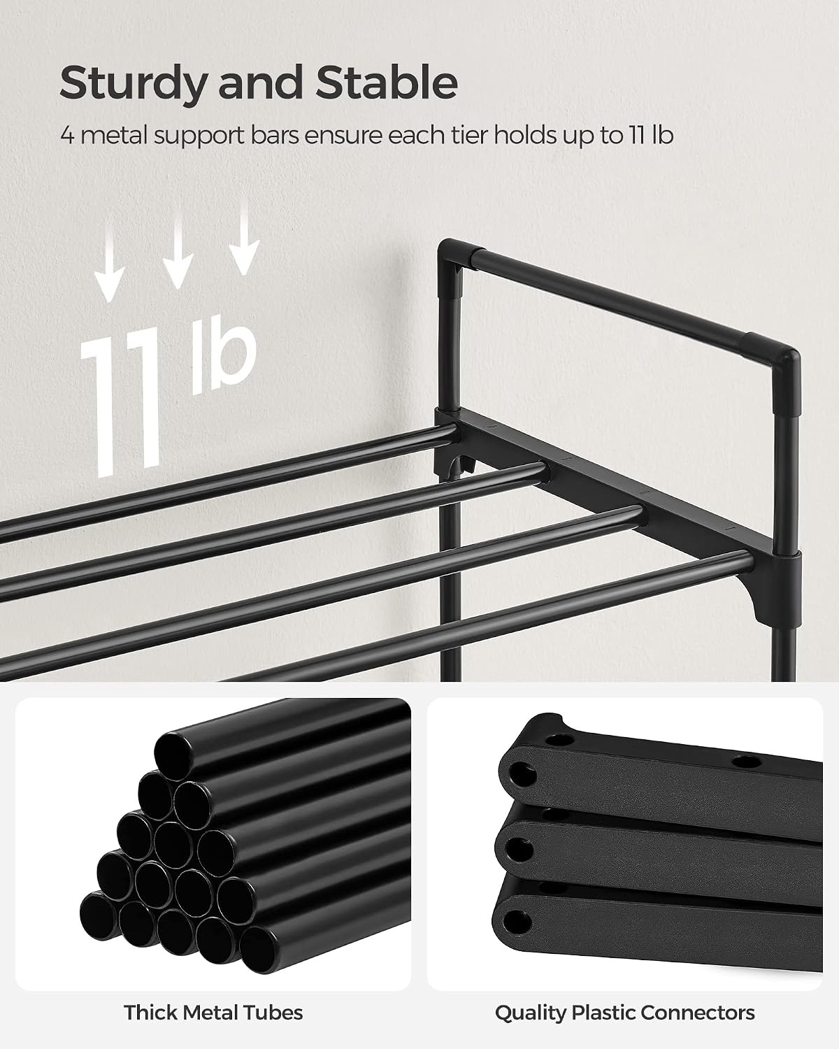 image:imageSONGMICS Shoe Rack 3Tier Metal Storage Organizer Stackable