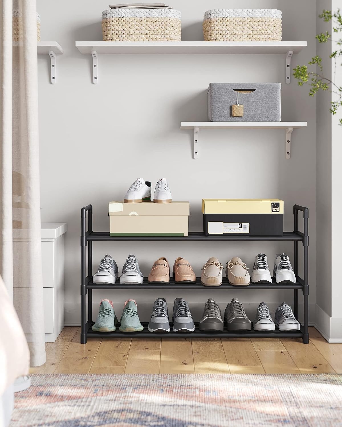 image:imageSONGMICS Shoe Rack 3Tier Metal Storage Organizer Stackable