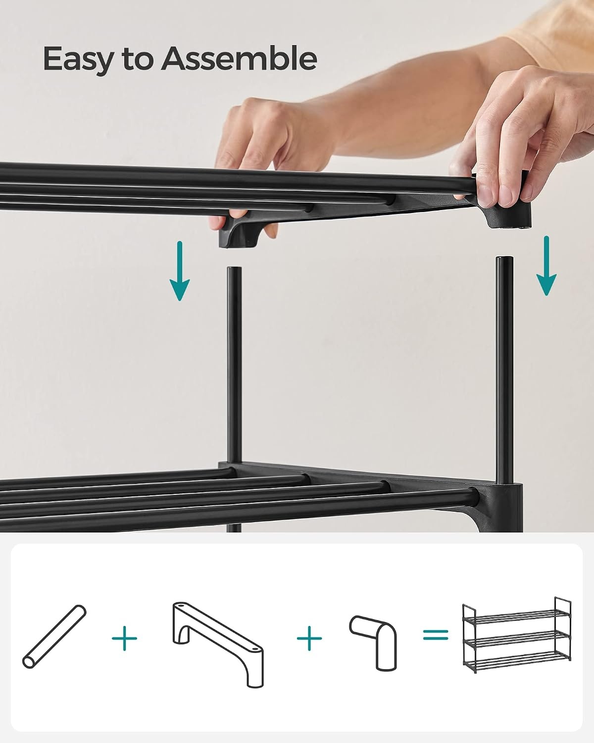 image:imageSONGMICS Shoe Rack 3Tier Metal Storage Organizer Stackable