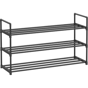 SONGMICS Shoe Rack, 3-Tier Metal Storage Organizer, Stackable