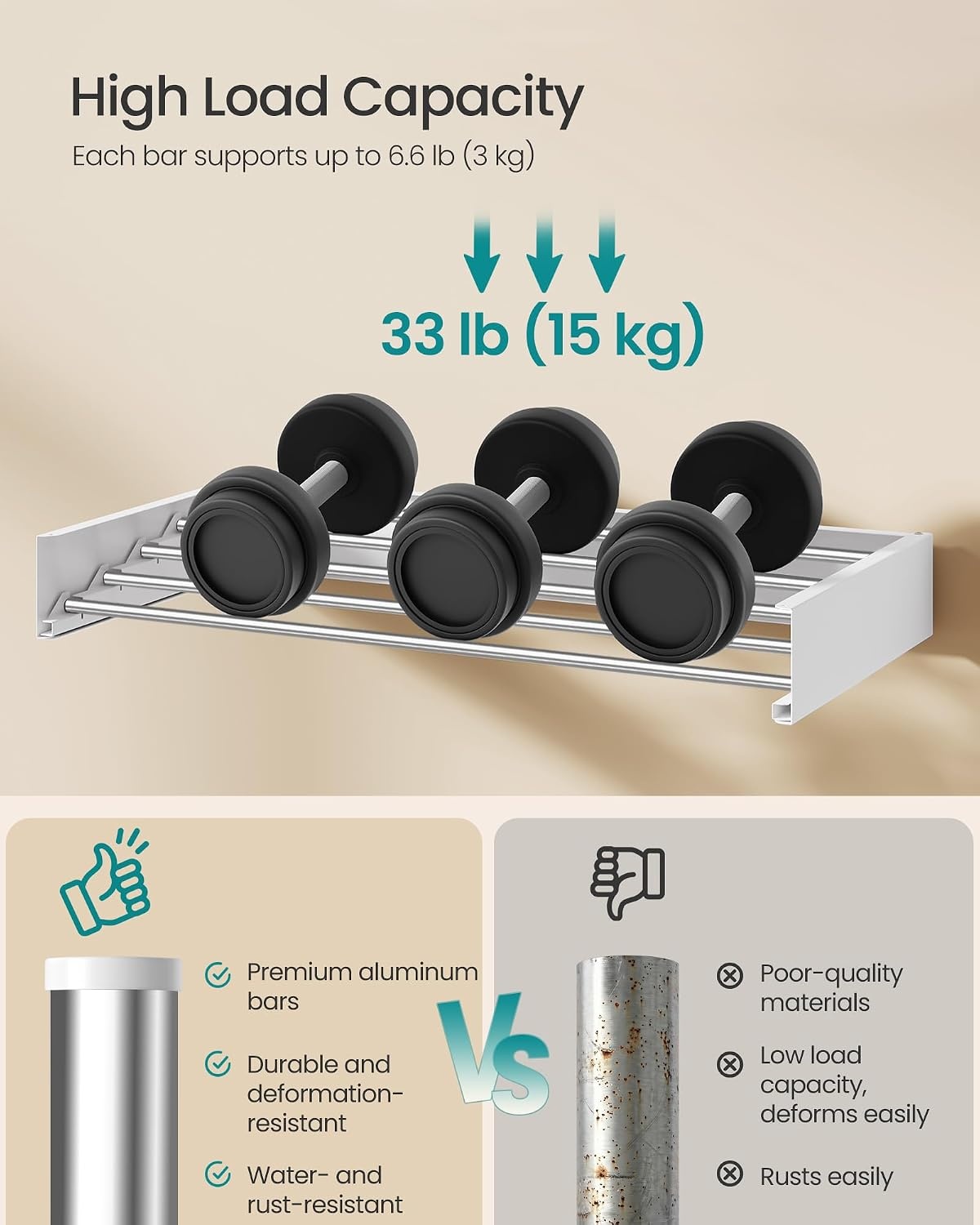 image:imageSONGMICS Clothes Drying Rack WallMounted Foldable with Storage ShelfFoldable315W