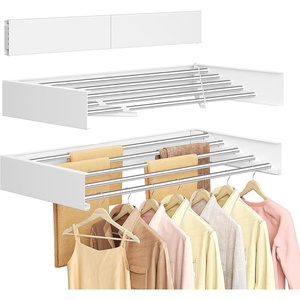 SONGMICS Clothes Drying Rack, Wall-Mounted, Foldable, with Storage Shelf(Foldable-31.5″W)