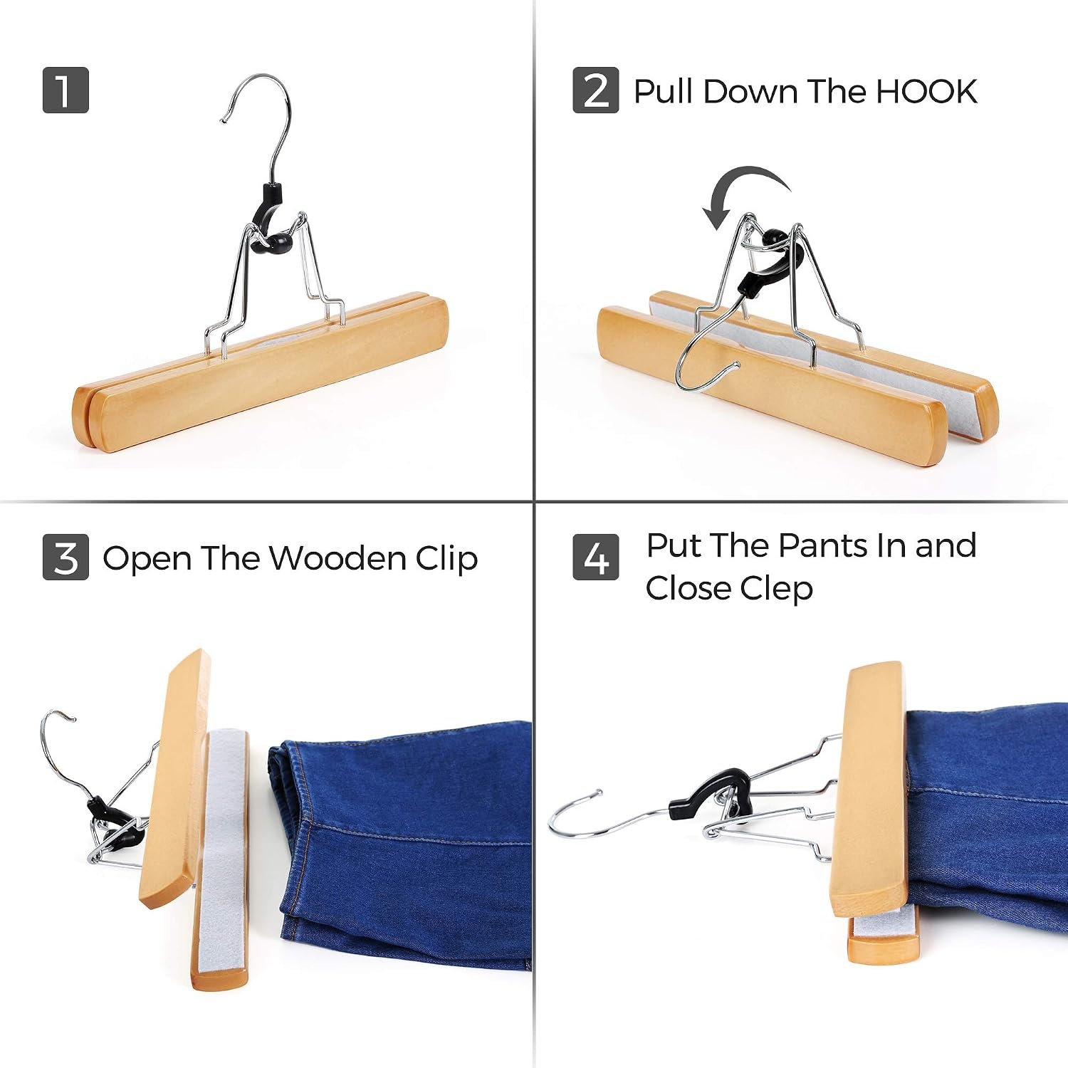 image:imageSONGMICS 20 Kidss Hangers and 12 Pants Hangers Bundle Childrens Coat and Jeans Hangers NonSlip Solid Wood Hangers Natural and Rose Gold UCRW006N03 and UCRW00712