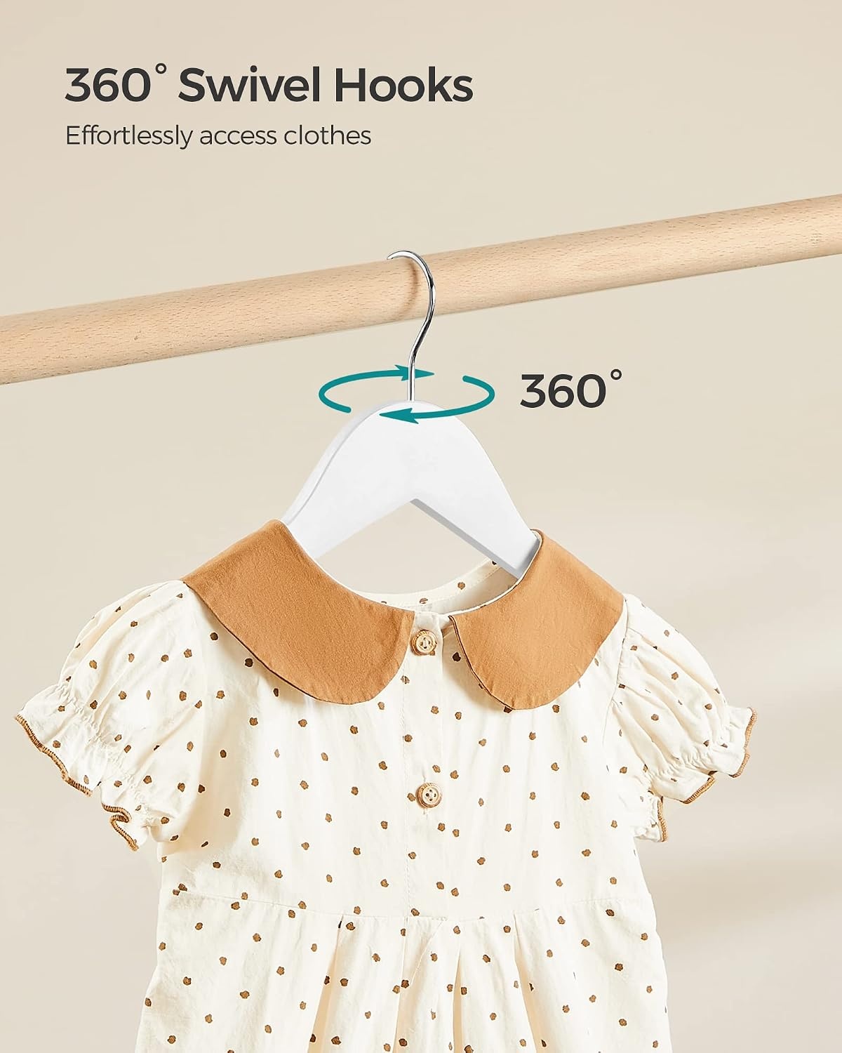 image:imageSONGMICS Baby Hangers 10 Pack Kids Wooden Hangers for Childrens Clothes