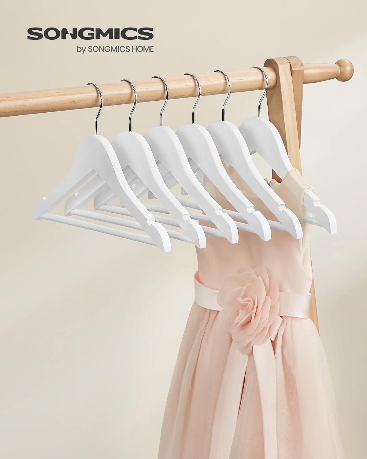 image:imageSONGMICS Baby Hangers 10 Pack Kids Wooden Hangers for Childrens Clothes