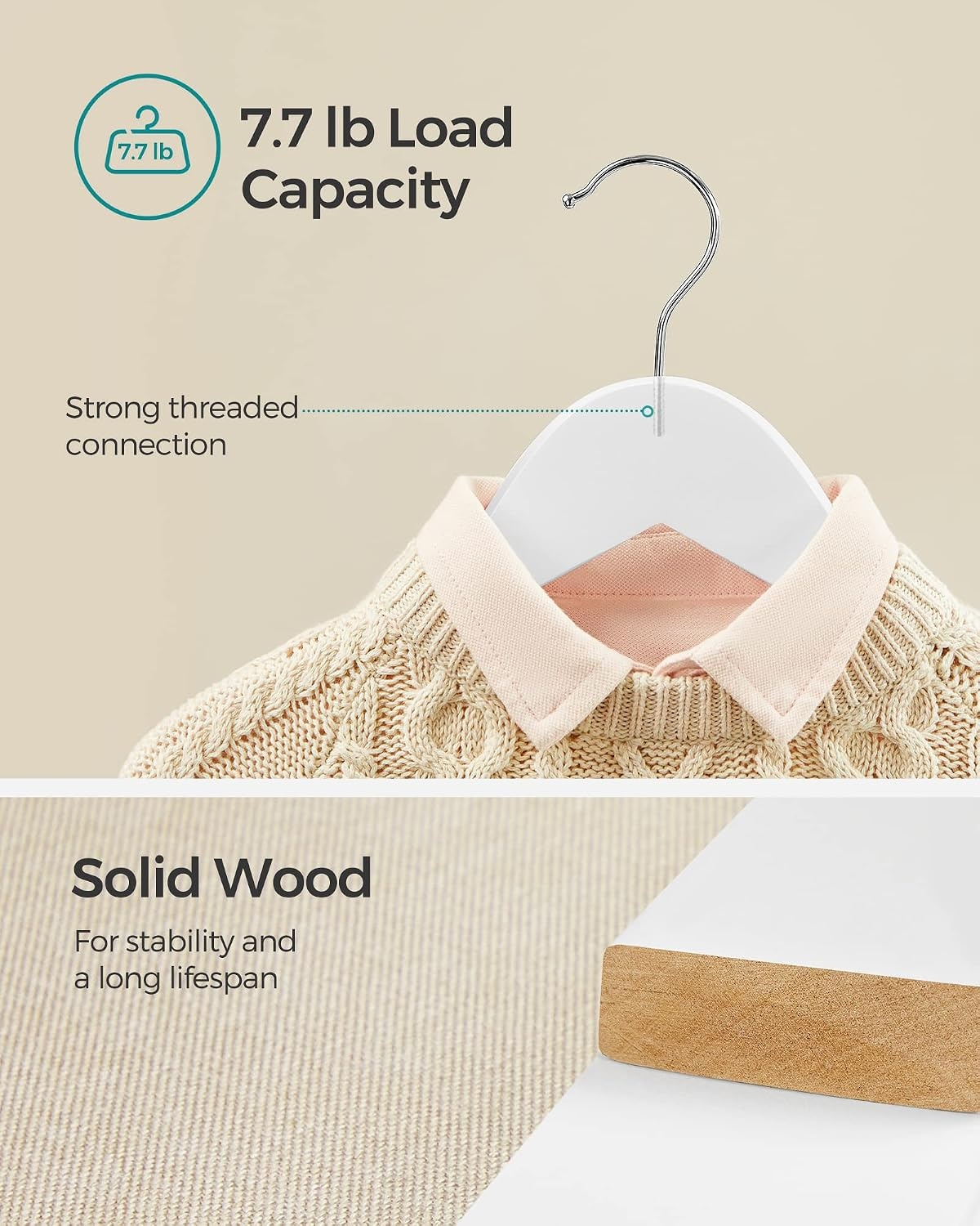 image:imageSONGMICS Baby Hangers 10 Pack Kids Wooden Hangers for Childrens Clothes