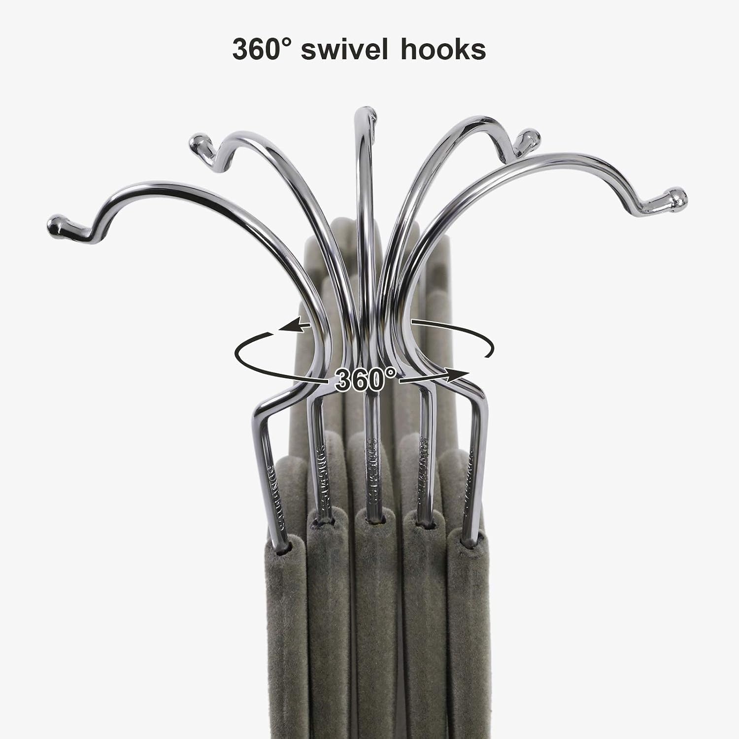image:imageSONGMICS Hangers 12Pack Pant Hangers Velvet NoSlip Strong Enough and Space Saving with Metal Clips Grooves Hook for Coat Pants Jacket Gray UCRF12V