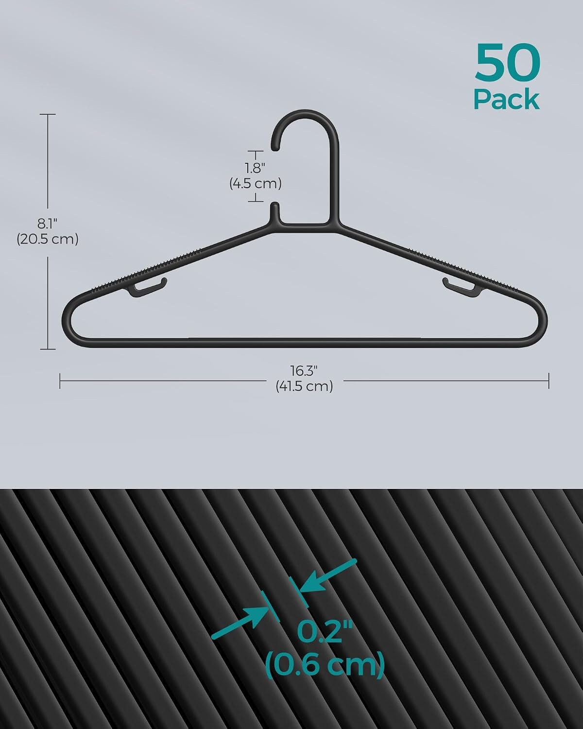 image:imageSONGMICS PP Plastic Hangers SpaceSaving Clothes Hangers 50 Pack