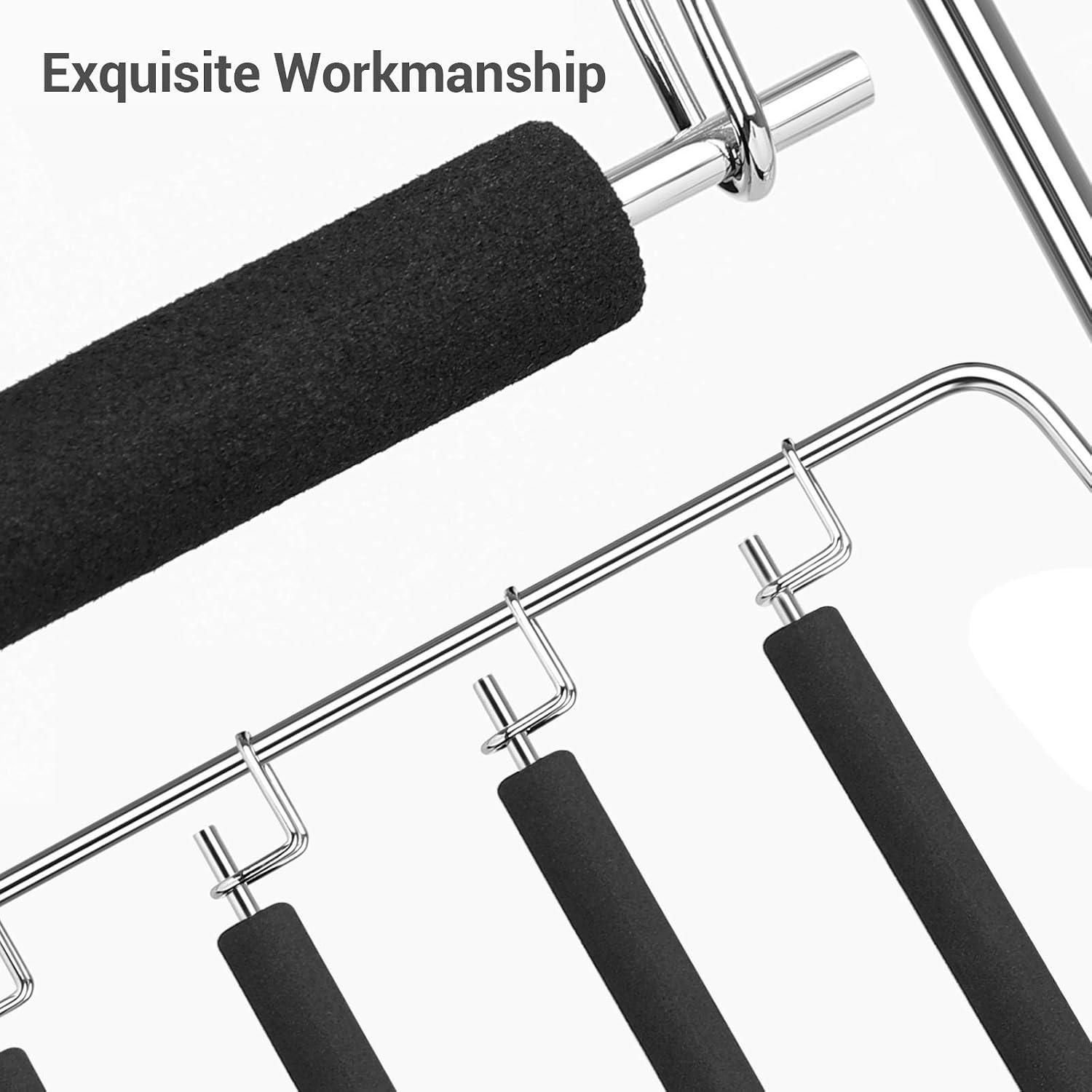 image:imageSONGMICS Pants Hangers Space Saving 5 Layer Pants Hangers Set of 2 Multiple Pant Hanger Pants Organizer Hanger Swing Arm Pants Hangers with NonSlip Padding Silver and Black UCRI041B02