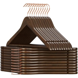 SONGMICS Wooden Hangers, 20-Pack Wood Coat Hangers with Shoulder Notches, Swivel Hook, Non-Slip for Jackets, Shirts, Suits, Dark Walnut and Rose Gold UCRW001V02