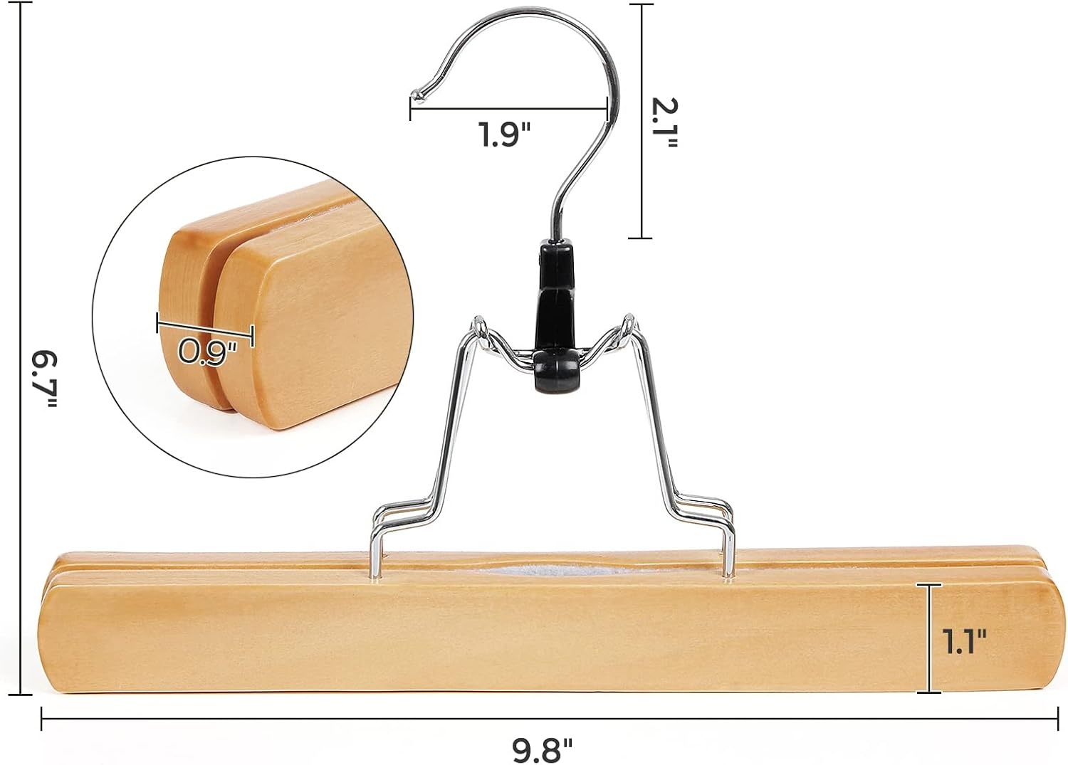 image:imageSONGMICS 20 Coat Hangers and 12 Pants Hangers Bundle Solid Wood Hangers for Shirts and Skirts Hangers NonSlip Jeans Hangers Natural and Dark Walnut UCRW02V20 and UCRW00712