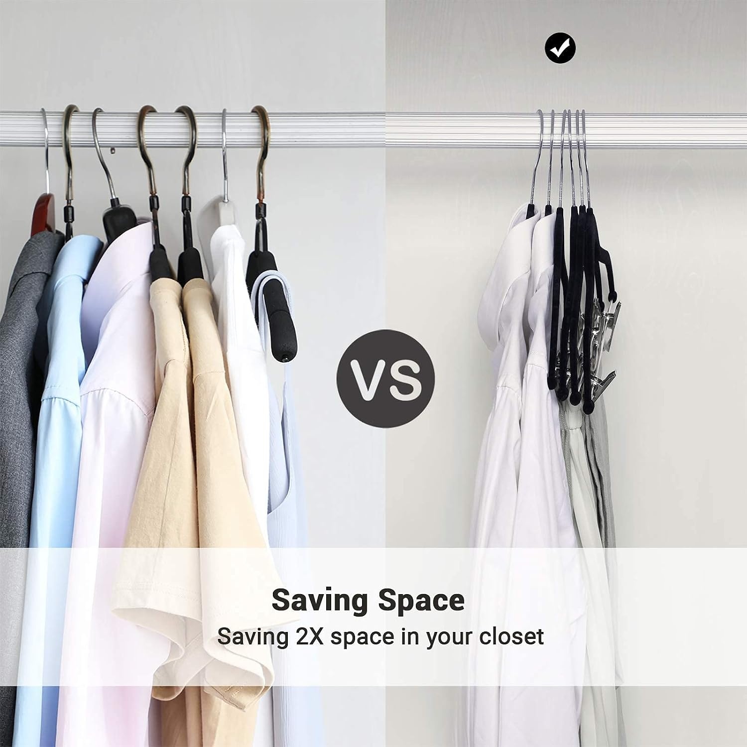 image:imageSONGMICS 30 Black Skirt Hangers Bundle with 24 Light Pink Pants Hangers 167Inch Coat Hangers with Moveable Clips HeavyDuty Black and Light Pink UCRF12B30 and UCRF14PK24