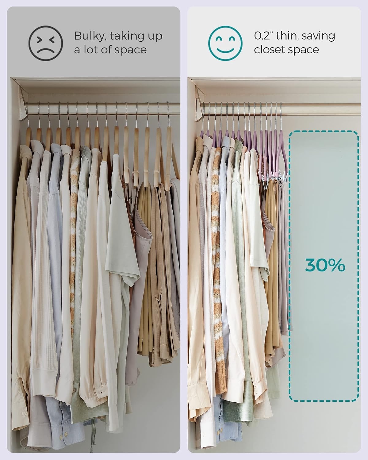image:imageSONGMICS 30Pack amp 24Pack Pants Hangers Bundle Slim NonSlip SpaceSaving Adjustable Clips Velvet Finish Pink