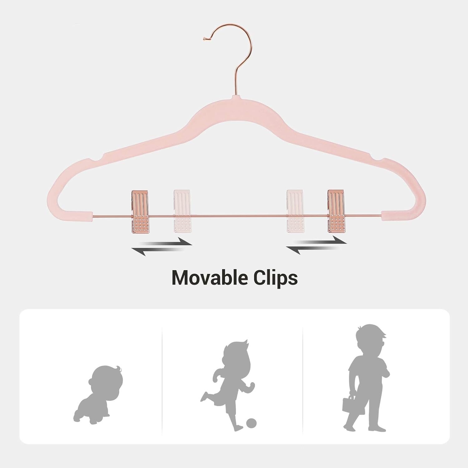image:imageSONGMICS 50 Velvet Coat Hangers Bundle with 24 Pants Hangers Rose Gold Hooks SpaceSaving Closet Organizers for Pants Skirts Dresses Jackets Light Pink UCRF21PK50 and UCRF14PK24