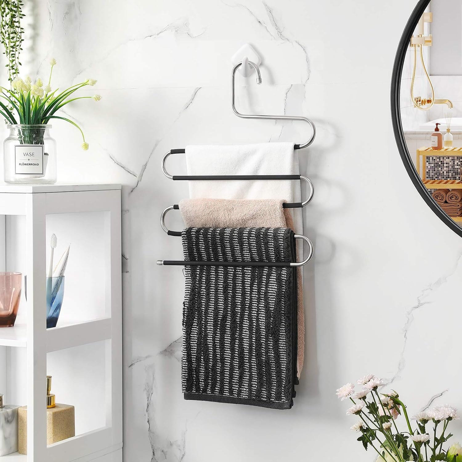 image:imageSONGMICS 50Pack Coat Hangers and Set of 4 Jeans Hanger Bundle SShaped Pants Organizers Hangers 5Tier Hangers NonSlip Light and Dark Gray Black UCRF50G and UCRI043BK