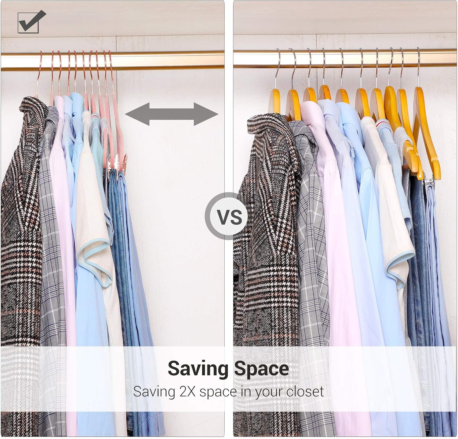 image:imageSONGMICS 50Pack Velvet Hangers and 24Pack Pants Hangers Bundle Clothes Hanger with Rose Gold Swivel Hook Coat Hangers with Movable Clips Pale Green and Light Pink UCRF021GR50 and UCRF14PK24