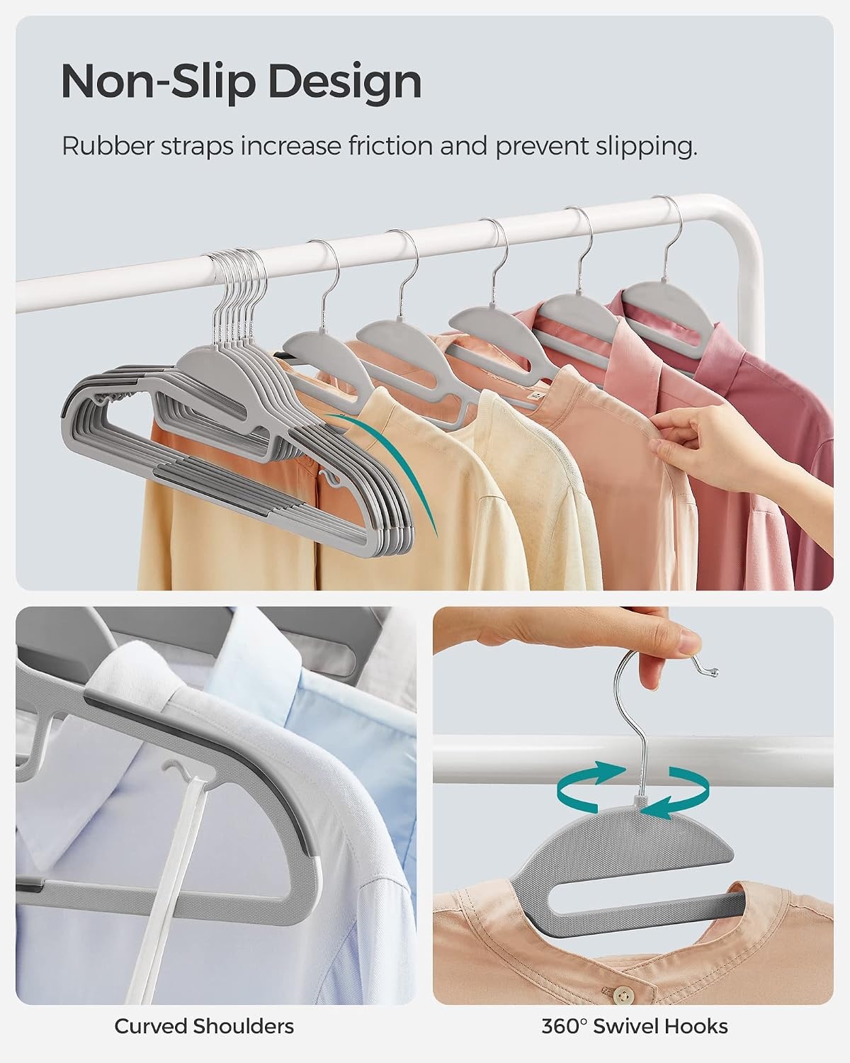 image:imageSONGMICS 5Tier Pants Organizer and Plastic Suit Hangers Bundle
