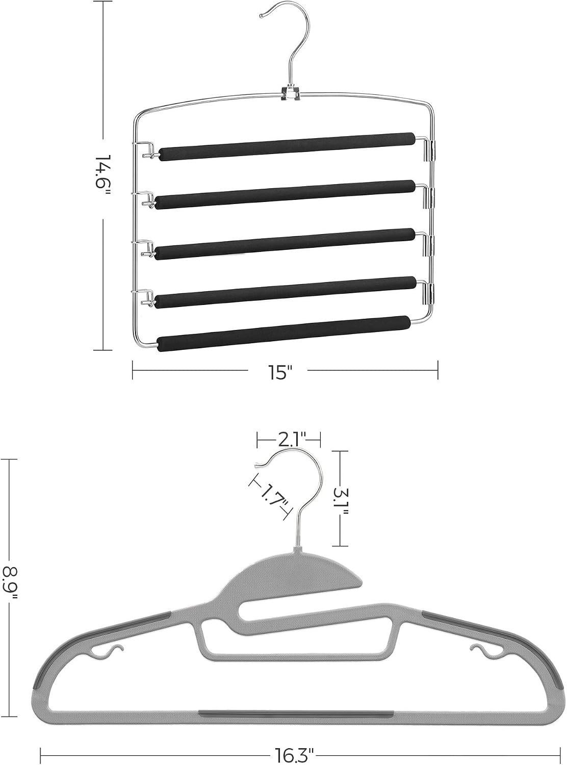image:imageSONGMICS 5Tier Pants Organizer and Plastic Suit Hangers Bundle