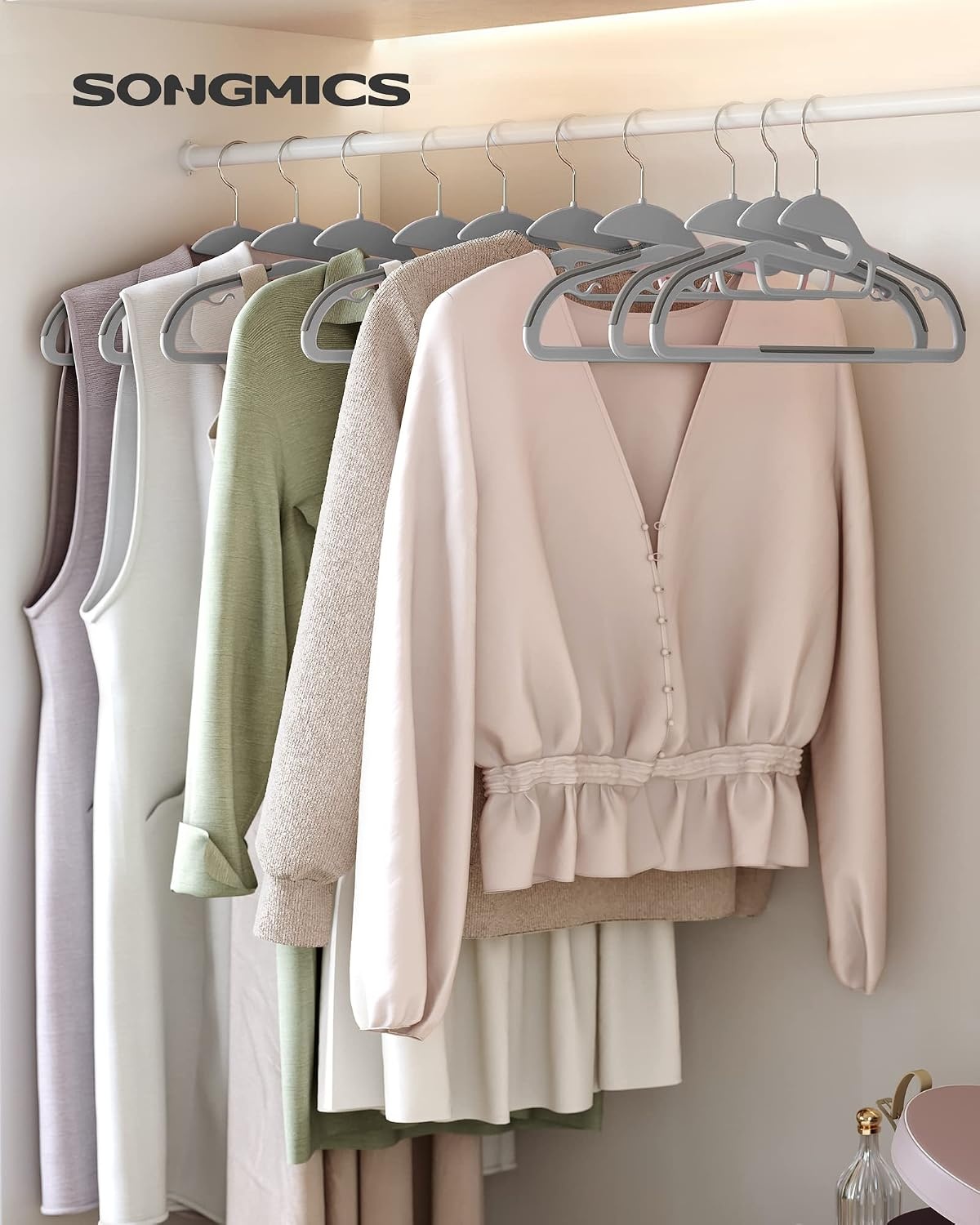image:imageSONGMICS 5Tier Pants Organizer and Plastic Suit Hangers Bundle