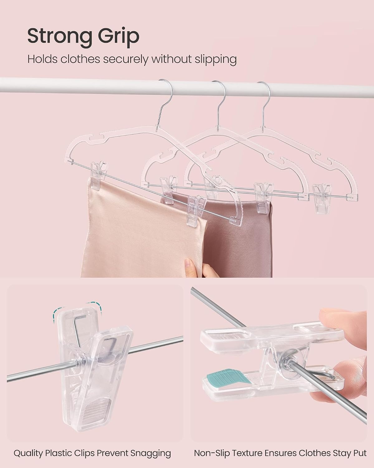 image:imageSONGMICS Pants Hangers 20 Pack Adjustable Clips 16 x 89 Inches