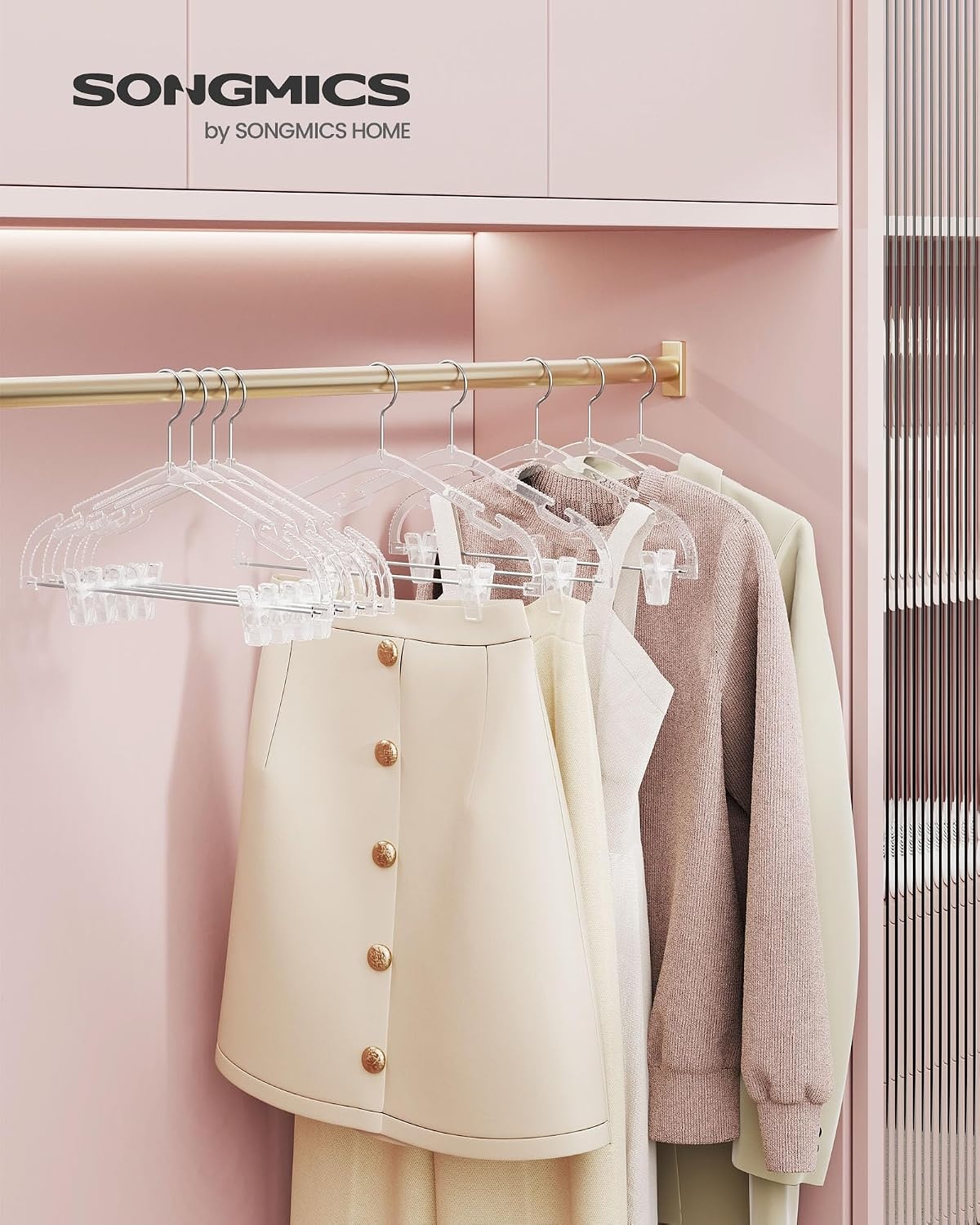 image:imageSONGMICS Pants Hangers 20 Pack Adjustable Clips 16 x 89 Inches