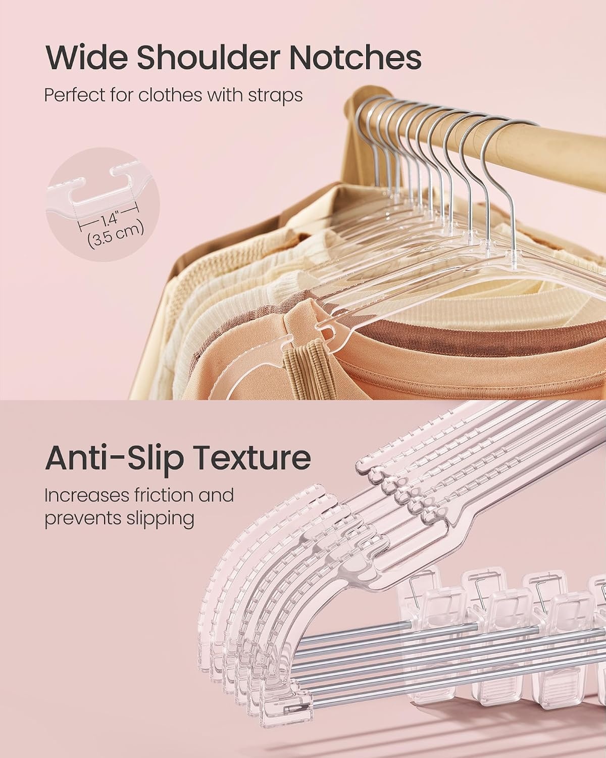image:imageSONGMICS Pants Hangers 30 Pack Adjustable Clips 16 x 89 Inches