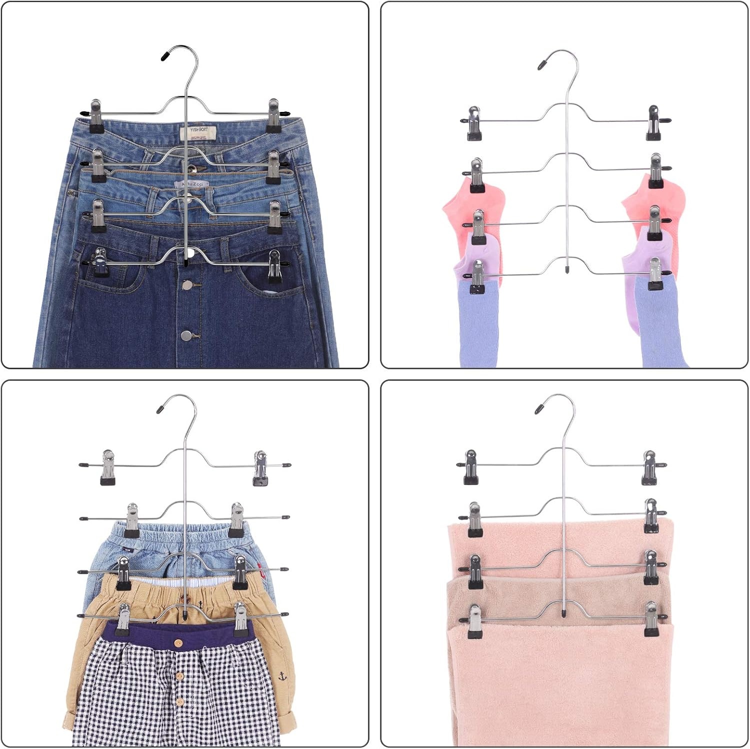 image:imageSONGMICS Pants Hangers Set of 3 4 Tier NonSlip Space Saving Organizers