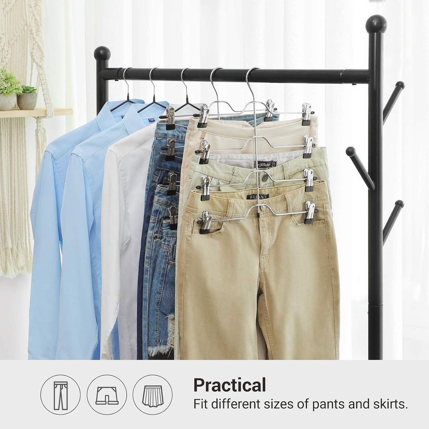 image:imageSONGMICS Pants Hangers Set of 3 4 Tier NonSlip Space Saving Organizers