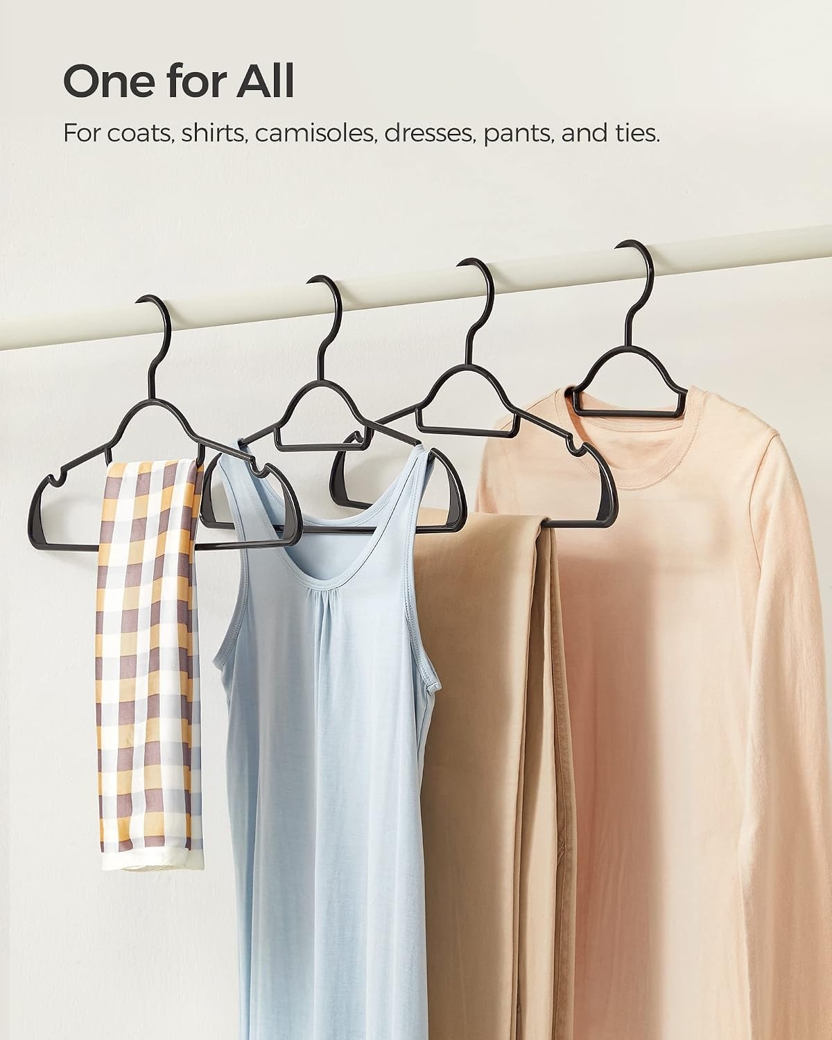 image:imageSONGMICS Plastic Hangers 30 Pack Lightweight SpaceSaving Hangers Hangs up to 8 lb HeavyDuty Clothes Hangers for Coats Pants Dresses Black UCRP007B30