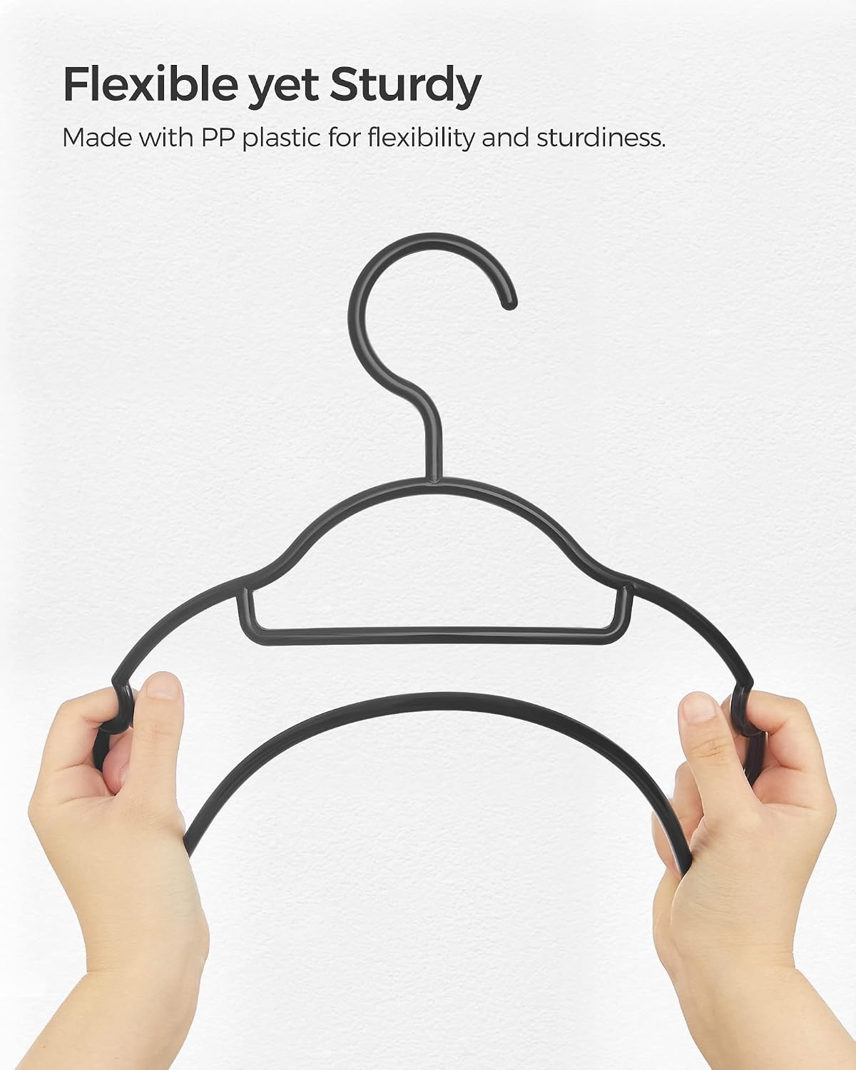 image:imageSONGMICS Plastic Hangers 30 Pack Lightweight SpaceSaving Hangers Hangs up to 8 lb HeavyDuty Clothes Hangers for Coats Pants Dresses Black UCRP007B30