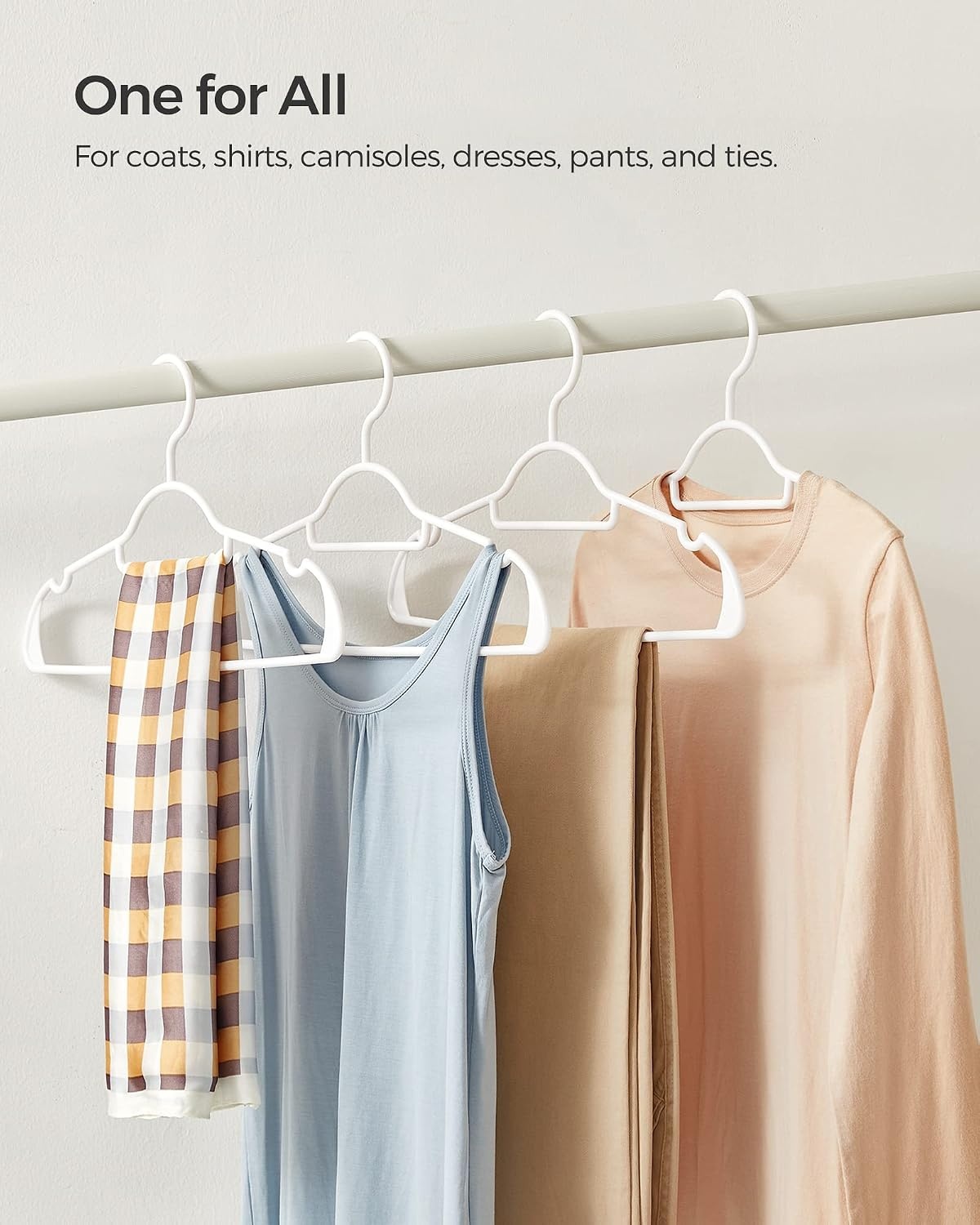 image:imageSONGMICS Plastic Hangers 30 Pack Lightweight SpaceSaving Hangers Hangs up to 8 lb HeavyDuty Clothes Hangers for Coats Pants Dresses White UCRP007W30