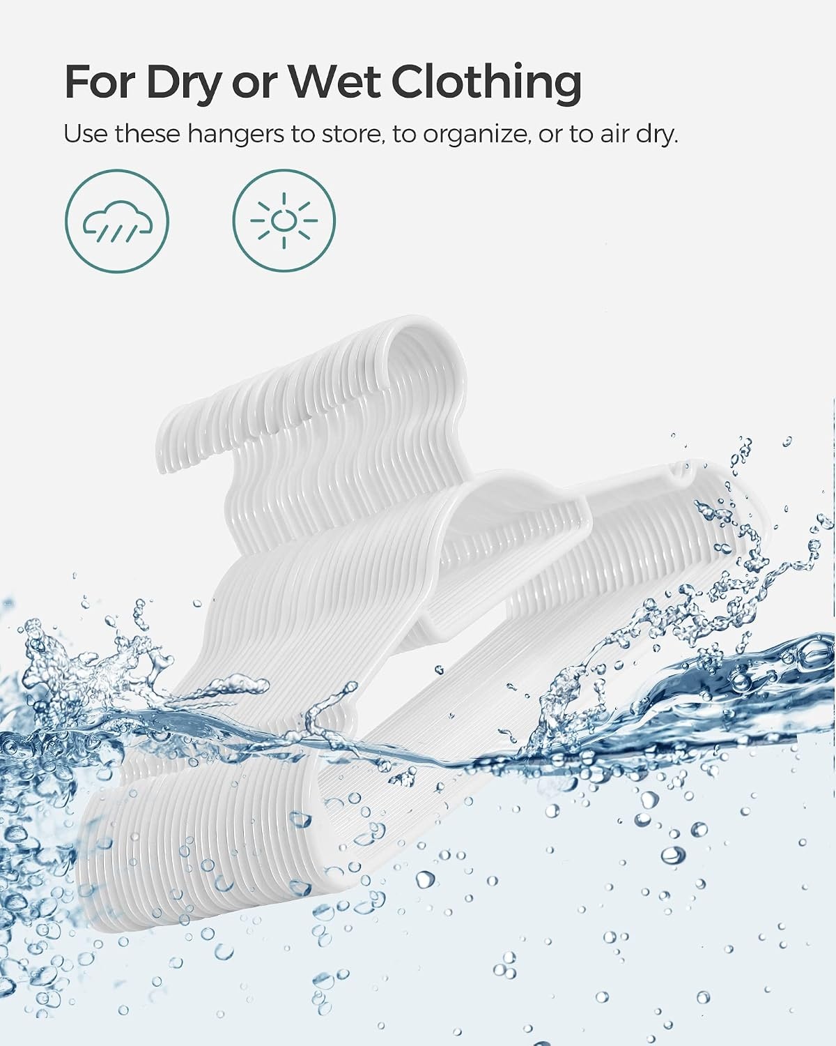 image:imageSONGMICS Plastic Hangers 30 Pack Lightweight SpaceSaving Hangers Hangs up to 8 lb HeavyDuty Clothes Hangers for Coats Pants Dresses White UCRP007W30