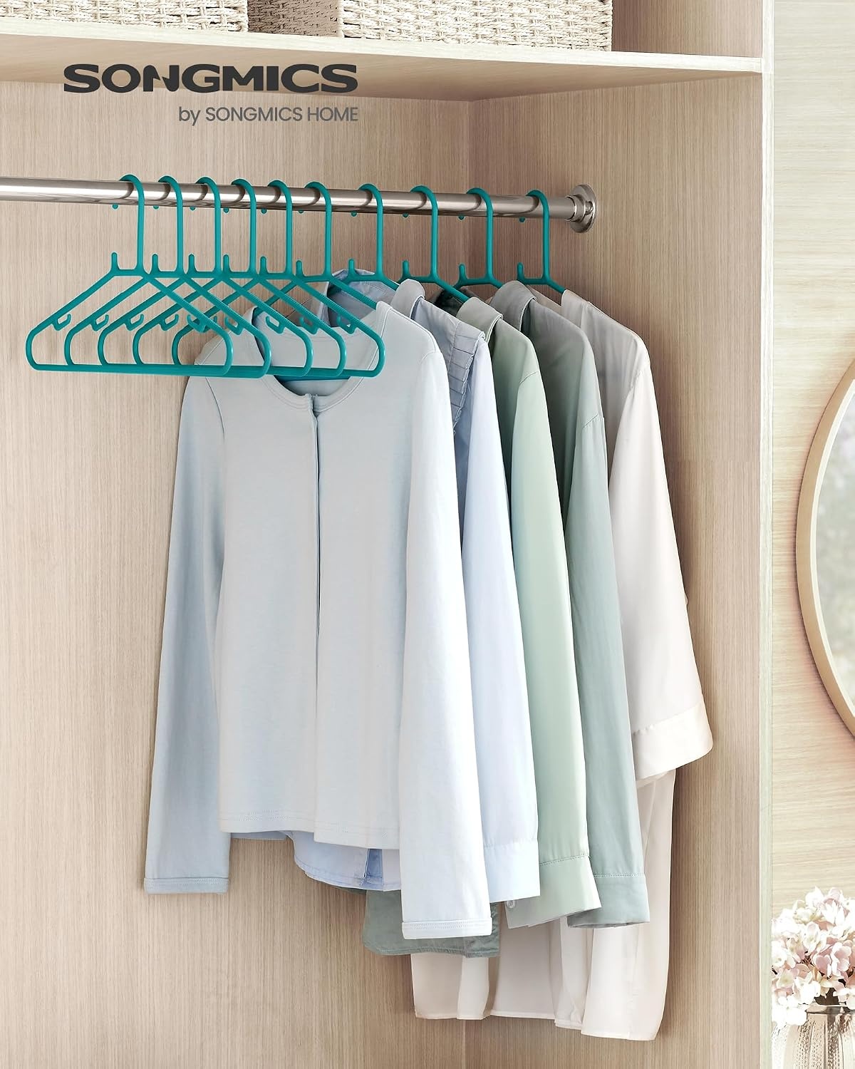 image:imageSONGMICS Plastic Hangers 50 Pack SpaceSaving Lightweight Clothes Hangers for Pants Coats Dresses Teal UCRP009Q05