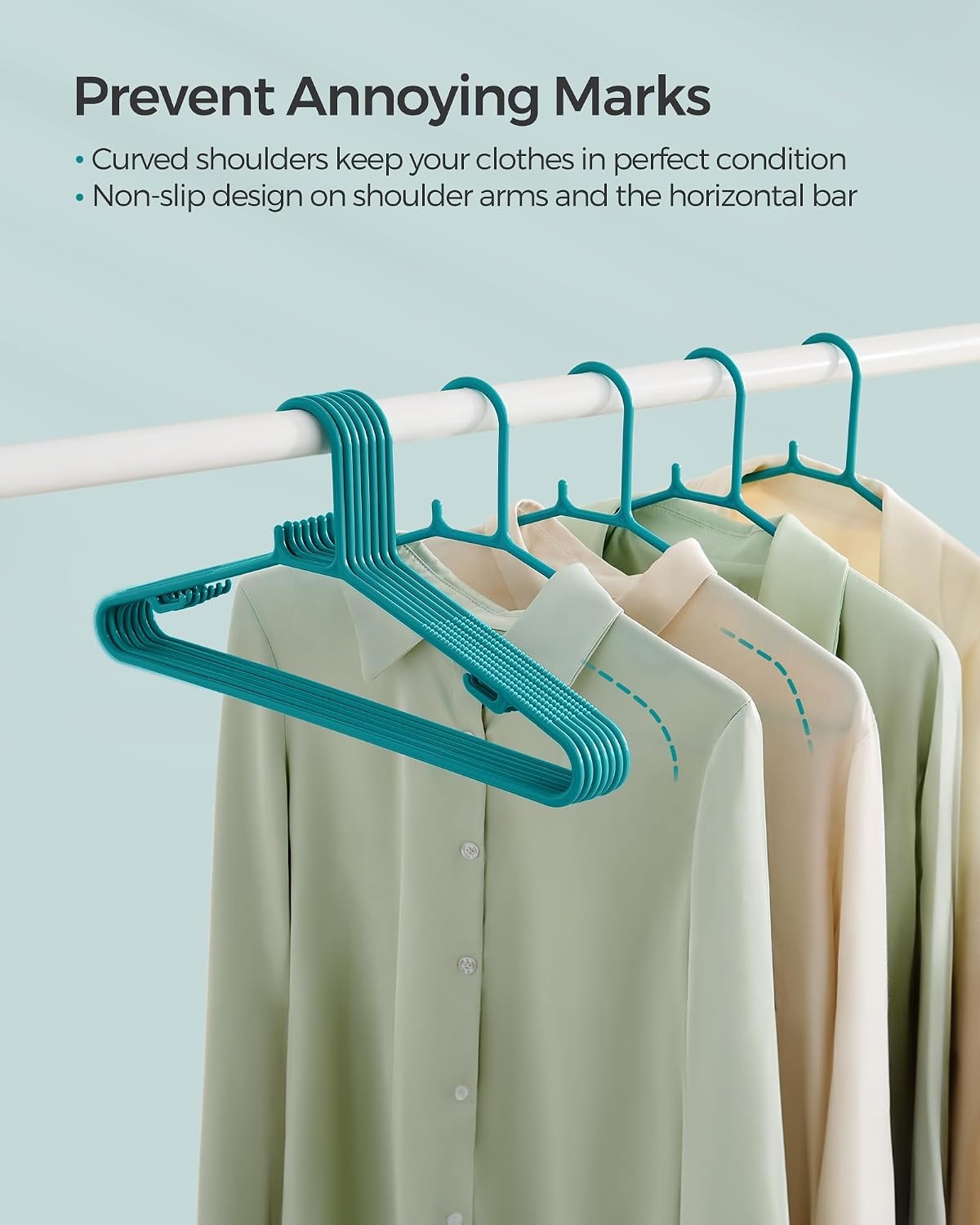 image:imageSONGMICS Plastic Hangers 50 Pack SpaceSaving Lightweight Clothes Hangers for Pants Coats Dresses Teal UCRP009Q05