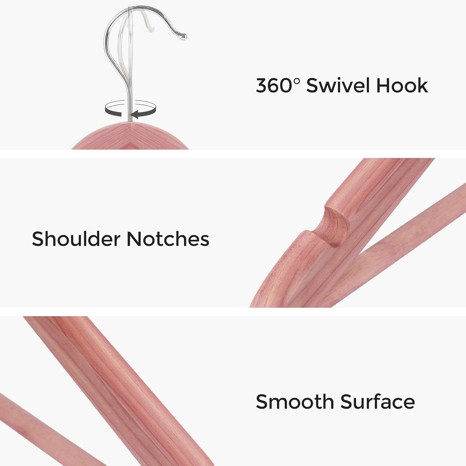 image:imageSONGMICS Red Cedar Wood Hangers Pack of 10 American Cedar Suit Hangers with Smooth Surface NonSlip with Shoulder Notches Fresh Cedar Scent for Closet Pinkish Red UCRW005R01
