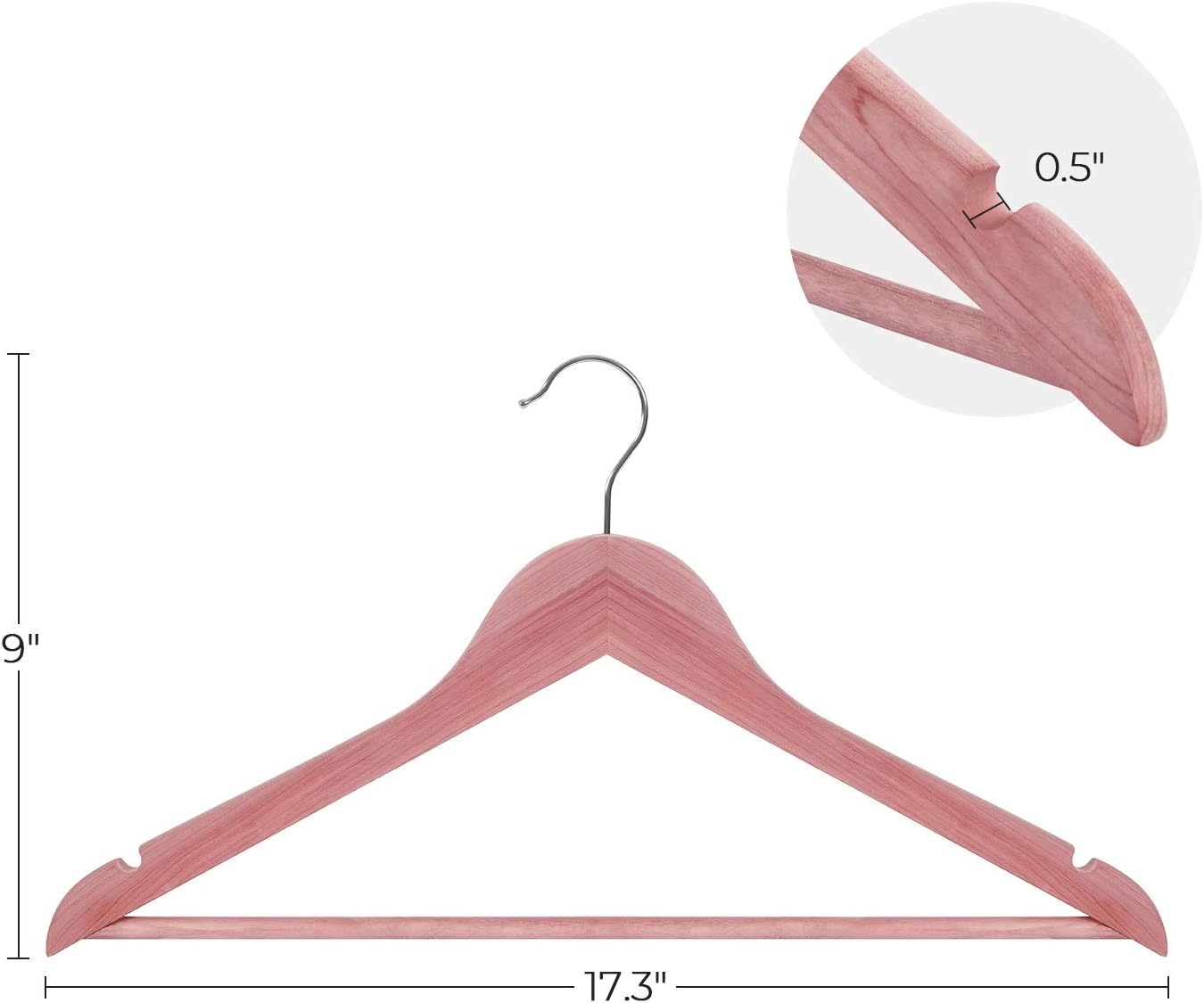 image:imageSONGMICS Red Cedar Wood Hangers Pack of 10 American Cedar Suit Hangers with Smooth Surface NonSlip with Shoulder Notches Fresh Cedar Scent for Closet Pinkish Red UCRW005R01
