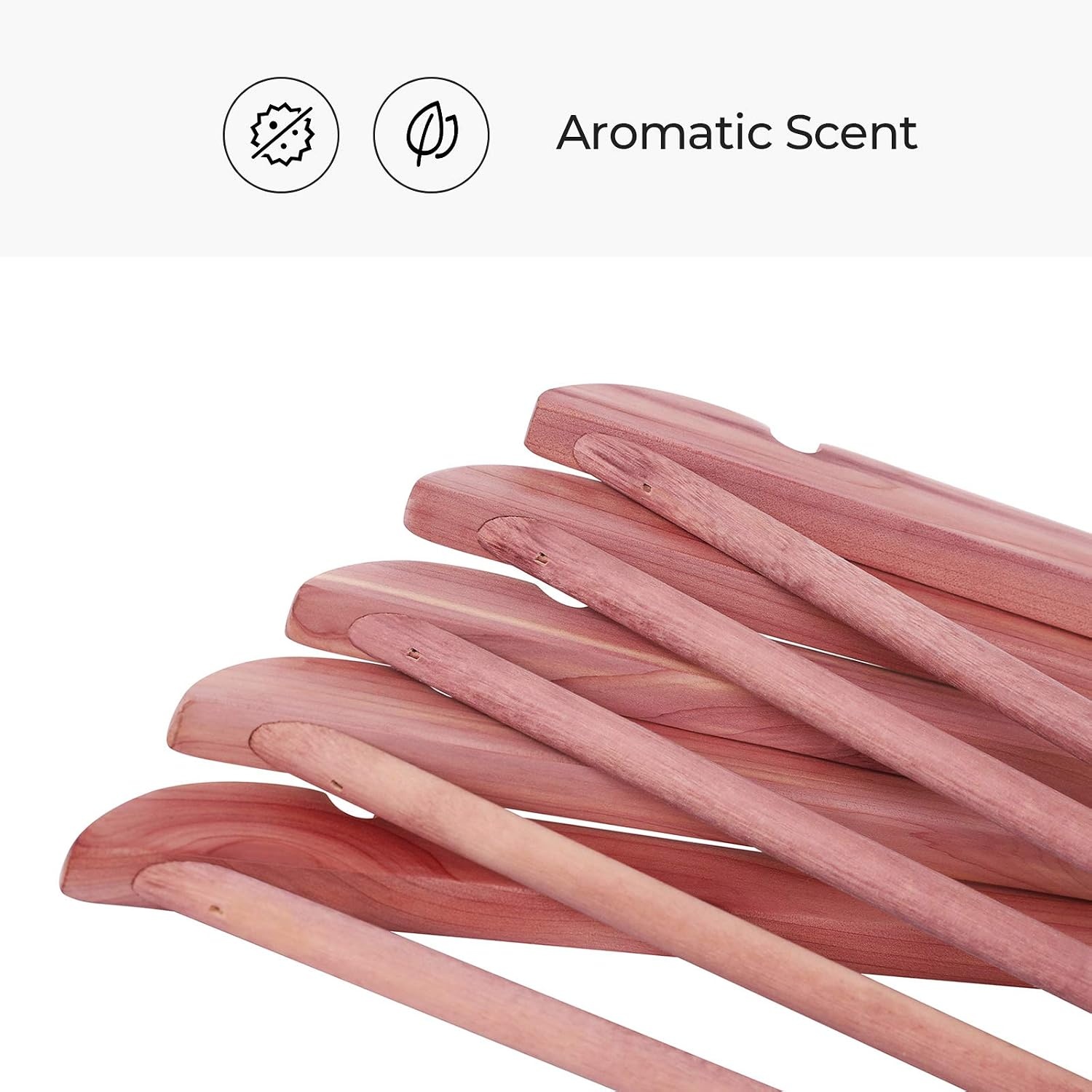 image:imageSONGMICS Red Cedar Wood Hangers Pack of 10 American Cedar Suit Hangers with Smooth Surface NonSlip with Shoulder Notches Fresh Cedar Scent for Closet Pinkish Red UCRW005R01